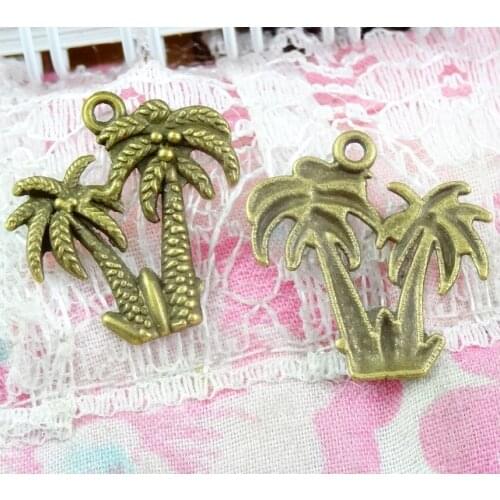 100pcs 20*20MM Antique Bronze Plated Coconut Tree Charms Jewelry Findings DIY Handmade Craft Accessories