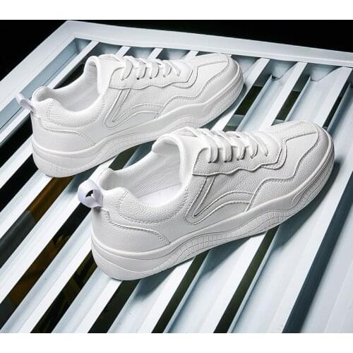 2021 spring leather shoes breathable walking shoes casual running shoes sports shoes lovers small white shoes