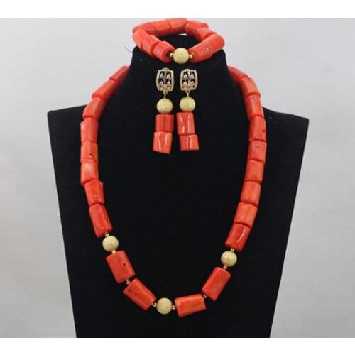 2016 Unique Design Trendy Orange Coral Beads Jewelry Sets African/Nigeria Party/Wedding Necklace Jewelry Set Free Shipping CJ771
