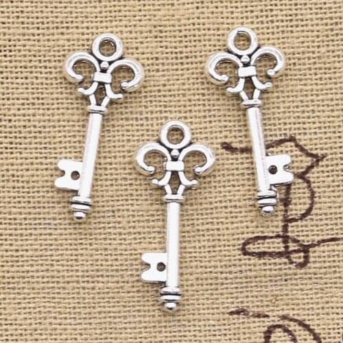 50pcs Charms Vintage Skeleton Key 24x11mm Antique Making Pendant fit,Vintage Tibetan Silver color,DIY Bracelet Necklace