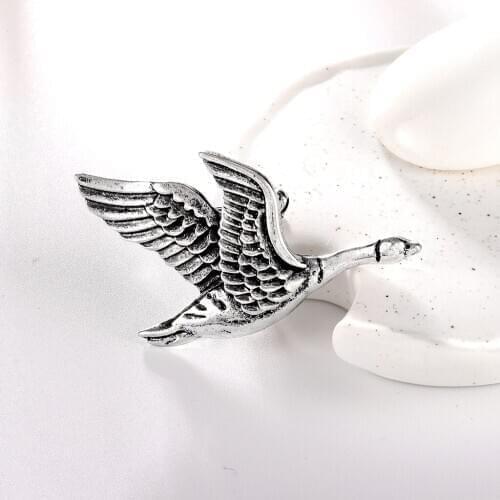 Antique Silver Retro Style New Fashion Animal Geese Swan Brooches for Women Enamel Brooch Pins Jewelry Accessories