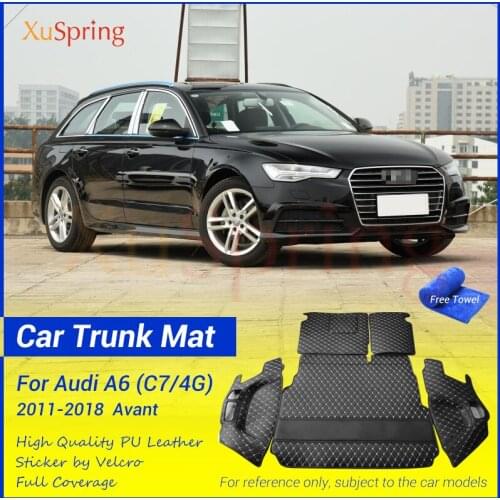 Car Rear Tail Trunk Mat Durable Boot Carpets Cargo Liner Cover Protective Leather Accessories For Audi A6 2011-2018 C7 4G Avant