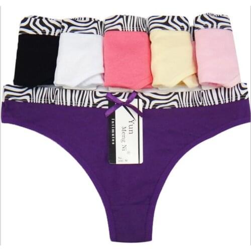 Free shipping 5pcs/lot Mrs Thong fashion sexy cotton panties T Womens cotton panties Girl Briefs 87315