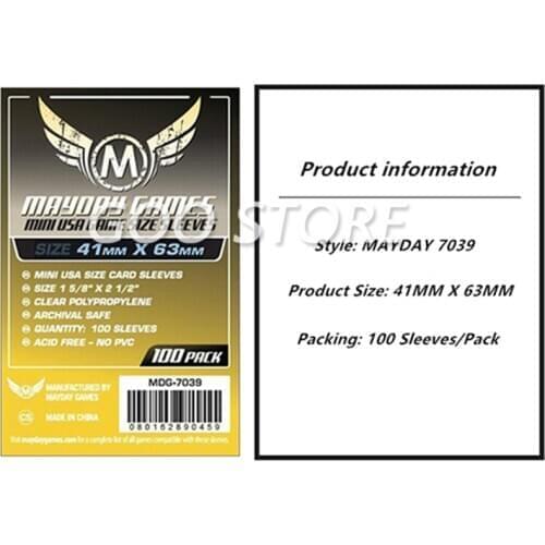 2 packs/lot MAYDAY Card Sleeve 7039 for 41x 63mm cards protector clear pack case Board Games sleeves