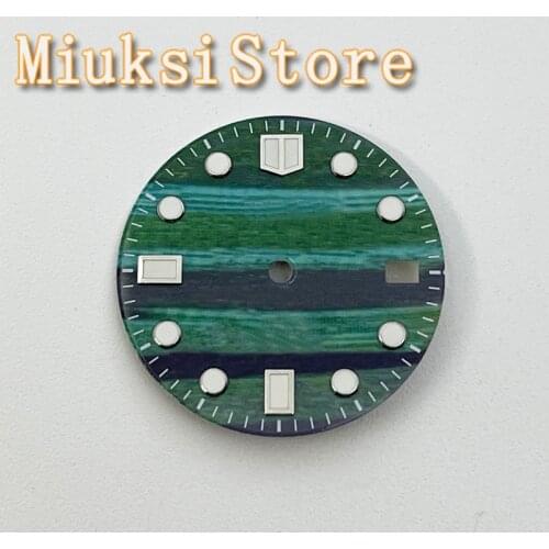 28.5mm green sterile Watch dial luminous mark watch dial fit NH35 movement