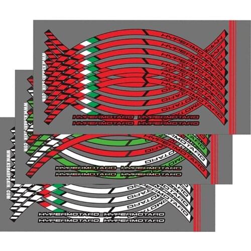 For DUCATI HYPERMOTARO 796 821 939 1100 Motorcycle 12 Strips Sticker Reflective Rim Stripe Outer Rim Stickers Decals Accessory