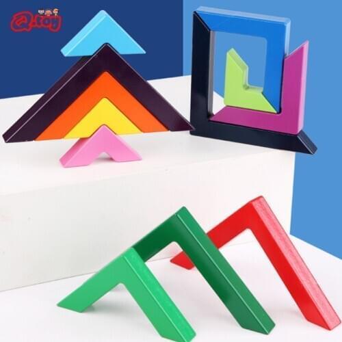 Preschool Rainbow Blocks Set Wooden Toys For Kids Geometric Building Blocks Stack Educational Toy Gift colorful wooden Toy for K