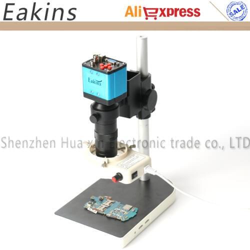 3 In 1 VGA USB BNC 2.0MP 1080P Electronic Digital Microscope Camera Set 100X C-Mount Lens LED Lights For Phone Repair