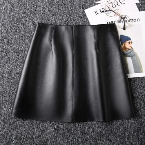 Quality Genuine Leather Women Skirt 2020 New Fashion Beautiful High Waist Mini Short A-line Runway Zipper Womens Skirts