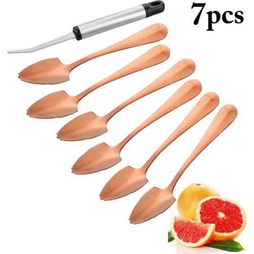 Creative Dinnerware Sets Stainless Steel Golden Jagged Fruit Spoons And Cutter Dessert Ice Cream Spoon Kitchen Gadgets Accessory