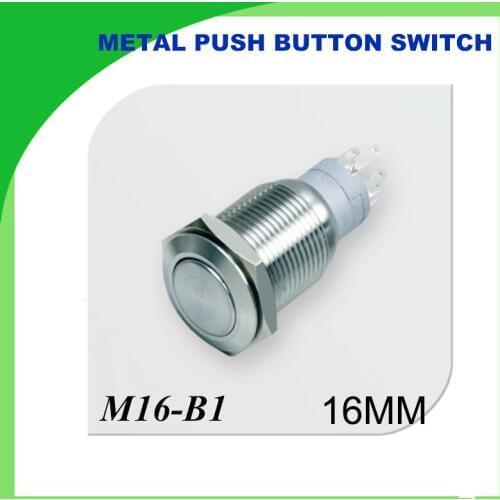 16 mm Flat head metal push button switch reset button 3 a250v moment start