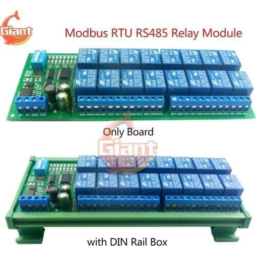 DC 12V 16CH 16-Channel Modbus RTU RS485 Relay Module Bus Remote Control Switch Board PLC Control FOR Lamp LED Motor PLC PTZ