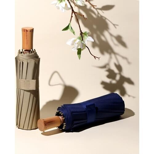 2020 New Mens 16-Bone Three-Fold Umbrella Vintage Umbrella Business Gift Umbrella Sunscreen UV Protection Umbrella