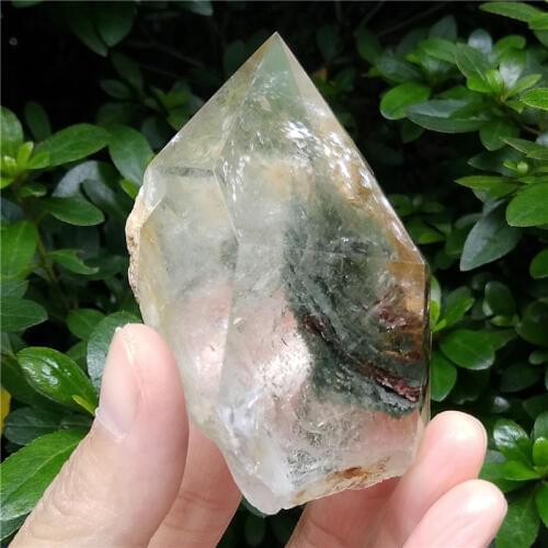 Natural Green Phantom Wand Healing Quartz Point Ghost Crystal Point Healing Crystal Wand