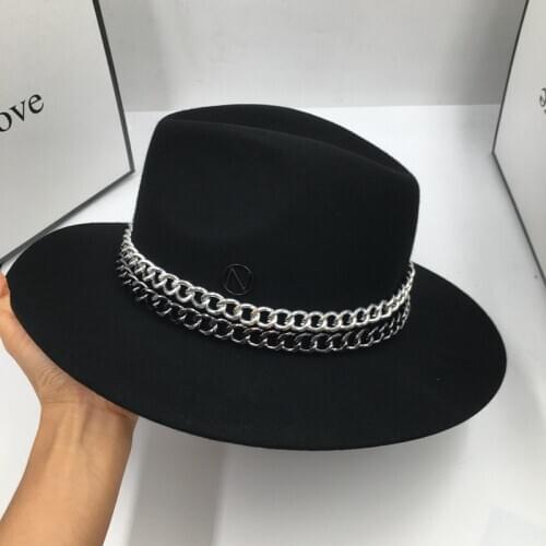 Fedoras New winter hat fashion chain of England wool Hat wide-brim hats for men and women banama hat