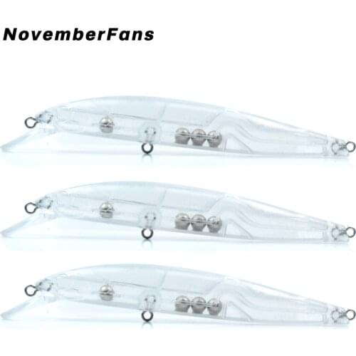 NovemberFans 20pcs/lot Unpainted Minnow Lure Fishing Bait 12cm 10g Rattle Hard Body Floating Blank Minnow Bass Fishing Tackle