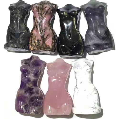 Wholesale Hot Rose Quartz Folk Crafts Woman Body Crystal Healings Stones Female Model For Home Decoration