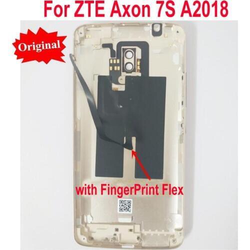 Original Best For ZTE Axon 7S A2018 Back Battery Cover Housing Door Rear Case with Power Volume Buttons Fingerprint Flex Cable