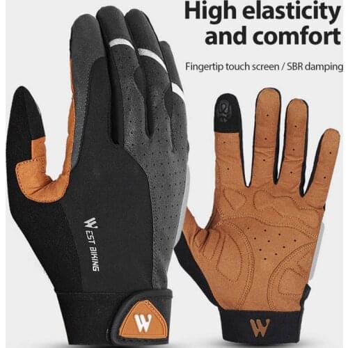 Full Finger Autumn Gloves PU Leather Gloves Cycling Gloves Shock Absorption Non-slip Motorcycle Bike Gloves Long Finger S/M/L