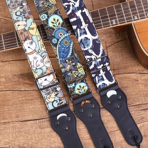 Anime Cartoon Pattern Strap On Guitar Adjustable Comic Guitar Belt Cute Acoustic Electric Guitar Bass Strap Put Guitar Picks