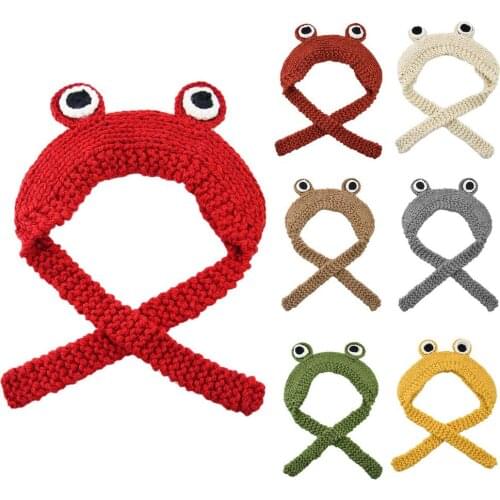 Adults Funny Frog Hats Unisex Women Knitted Winter Warm Beanie Hat Cute Cartoons Crochet Hat Hip-hop Skullies Cap Party Dress Up