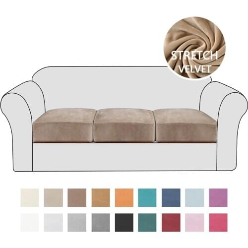 Solid Color Velvet Sofa Cushion Covers Pets Kids Furniture Protector Couch Covers For Living Room Elastic Chair Seat Slipcover