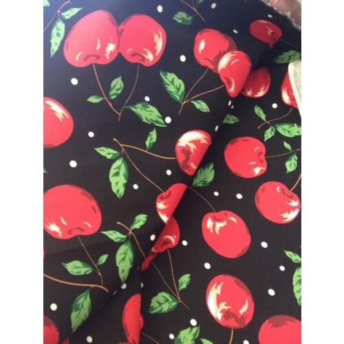 Vintage cherry print cotton fabric meter sewing textile dress cloth tecidos para patchwork artesanato clothing tissue material