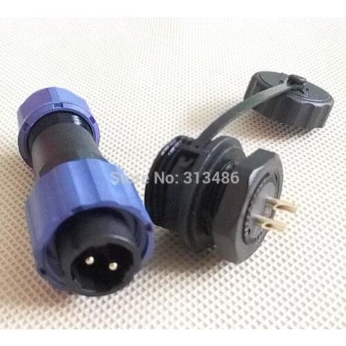 16mm 2 Pin 2P Waterproof Cable Wire Docking Plastic Aviation Connector Female Male Plug Socket Straight IP68