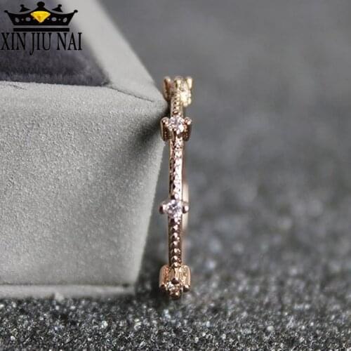 Female Crystal Ring Fashion Four Crystal Particles 18K Rose Gold Color Stone Finger Ring Vintage Party Wedding Rings For Women