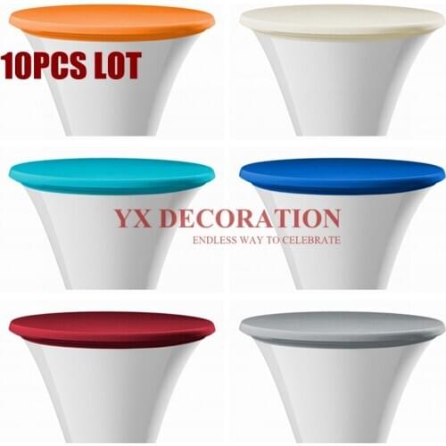 10pcs Colors Lycra Spandex Table Topper Stretch Tablecloth Cover For Banquet Wedding Event Decoration