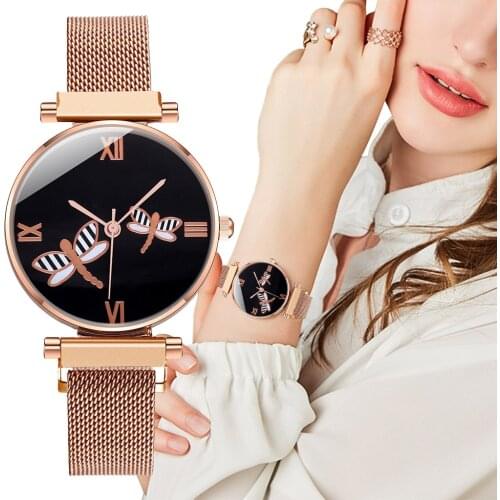 Fashion Rhinestone Butterfly Dial Ladies Watch Womens Watch Milano Quartz Watch with Ferromagnetic women watches luxury