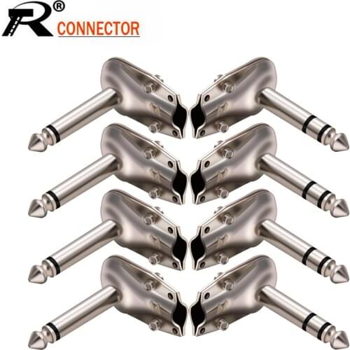 5pcs/lot Right Angle 6.35mm Jack 3 Pole Stereo Male Plug Guitar Phono 1/4 Inch Plug for Guitar Effect Pedal Instrument