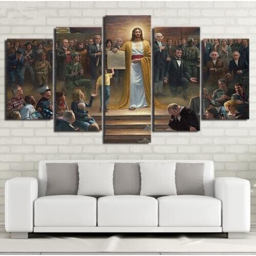 Wall Art Canvas Pictures Home Decor No Frame 5 Pieces Classic Painting Jesus Christ Returns To Earth Christian Prints Poster