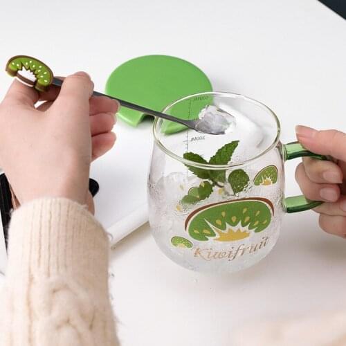 500ml fruit high boron silicon glass cup with cover and spoon breakfast cups for milk juice tea cup coffee mugs wedding gift