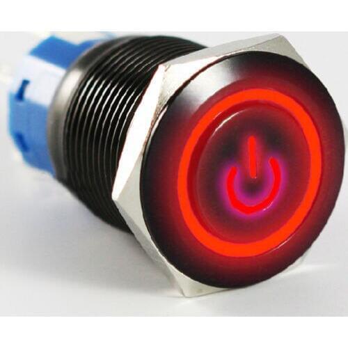 Black 19mm Red blue green white yellow Power Symbol Angle Eye LED 12V Button Metal ON/Off Switch Sales