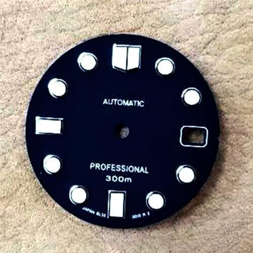 28.5mm Watch Dial With Calendar for NH35 NH36 Automatic Movement Watch Green Luminous Dial Repair Parts