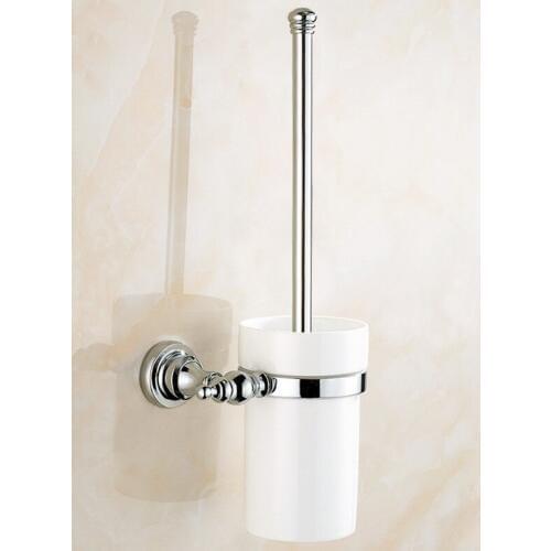 Polished Chrome Brass Toilet Brush Holders With Ceramics Cup Wall Mounted Toilet Brush Bathroom Accessories BD598