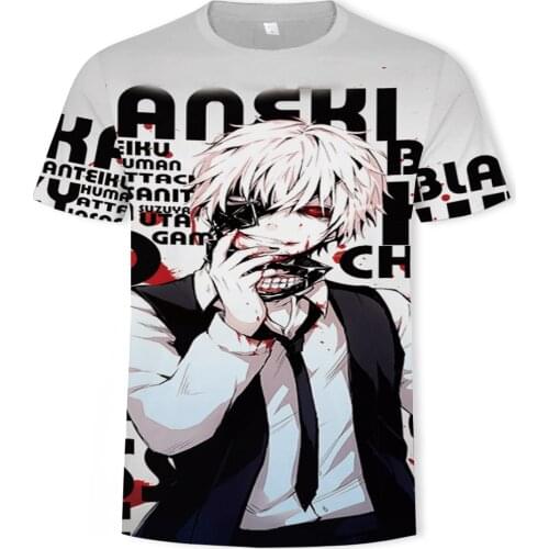 Anime 3D printing Tokyo Ghoul pattern Harajuku T-shirt summer new men and women same paragraph short-sleeved T-shirt