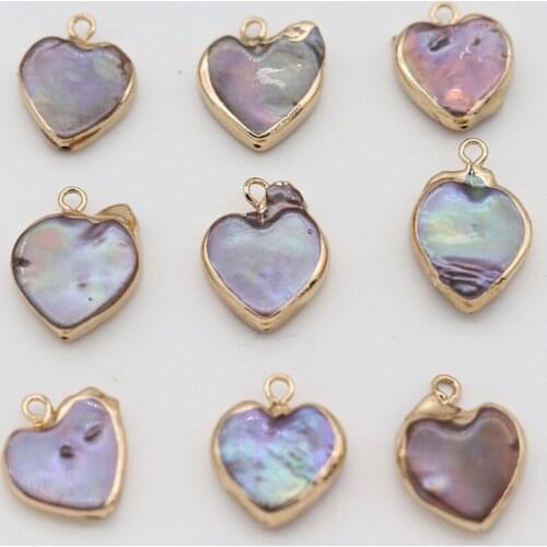 Natural freshwater pearl pendant heart-shaped Dazzling colors Making jewelry bracelet necklace DIY Package sale 15x15mm