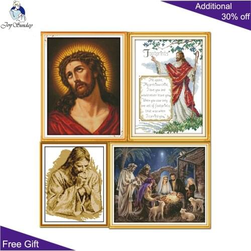 Joy Sunday Jesus Cross Stitch R584 R604(6) R615 R763 Thorn Crown Praying Birth of Baby Jesus Son Christianity Home Decor