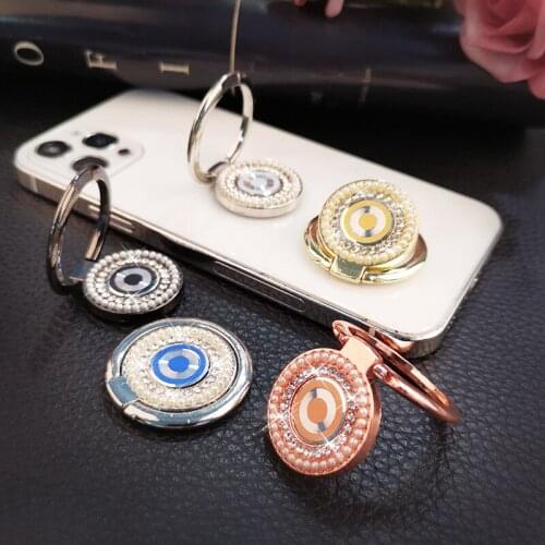 Crystal Pearl Phone Finger Ring Holder For iPhone Redmi Samsung Swirl Metal Grip Rotation Cellphone Stand Mount Bracket