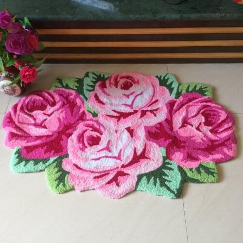 Stair Mat Flower Rose Fashion Decoration Carpet Pink Rose Flower Floor Mat Special-shaped Flower Red Carpet Anime Floor Mat