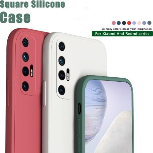 Square Liquid Silicone Shockproof Cover Case For Xiaomi Mi Poco Case For Redmi Note 10 Pro 10s 10X 9 Prime 9A 9i 9C 9T 9s 4G 5G