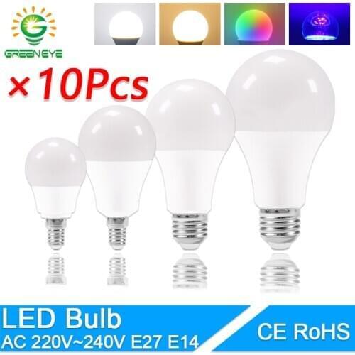 10pcs LED E27 Light E14 Bulb 3W 6W 9W 12W 15W 20W Composite Aluminum LED Lamp E14 AC 220V 240V Lampada Ampoule Spotlight