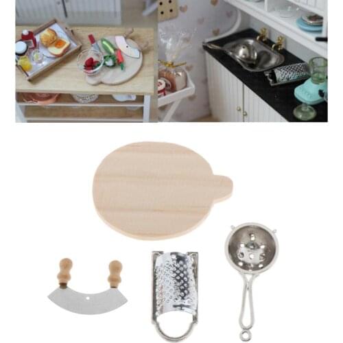 1/12 Scale Dollhouse Miniature Kitchen Model Chopping Board Playset Accs, Miniature Kitchen Cooking Kit Accessory