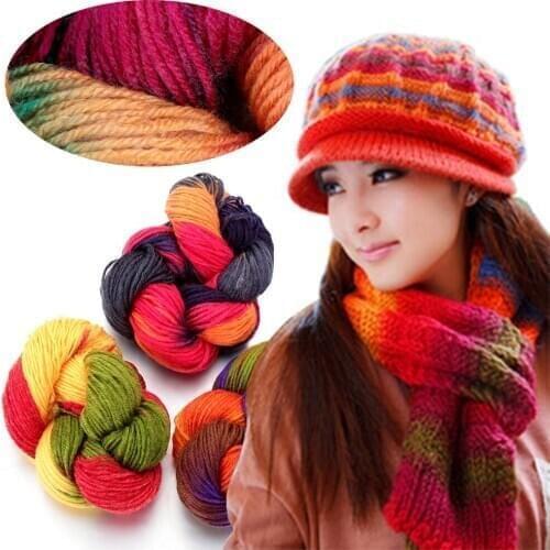 1PC Soft Multi-colored Polyester AcrylicYarn Fibre Knitted Carded Threads Thick Anti-Pilling Dyed Yarn Ball Crocheting Accessory