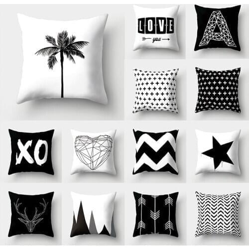 Nordic Letter Love Geometric Cushion Covers Pillowcase Polyester Black white pillow Cover Home Decor Sofa Pillow Cases 45*45cm