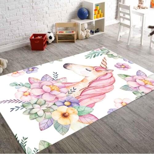 Pink Unicorn Non Slip Floor Carpet, Teens Carpet