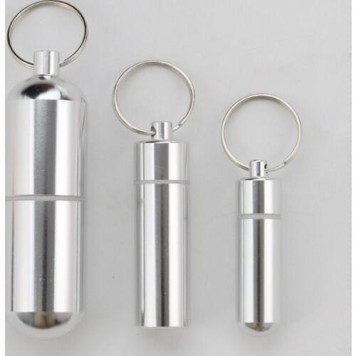 New Arrival Waterproof Aluminum Pill Box Case Bottle Cache Drug Holder Container Keychain Medicine Box Health Care
