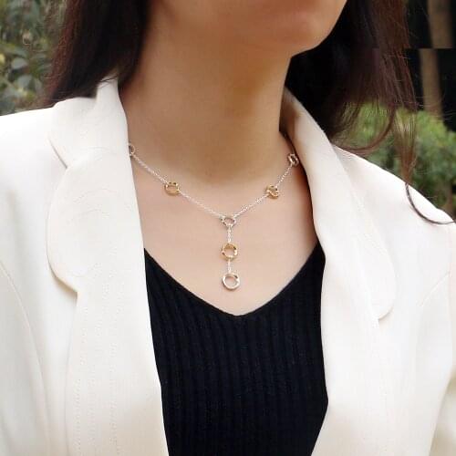 New fashion round necklace 925 silver jewelry simple pendant necklace gold plated exquisite small circle female birthday gift